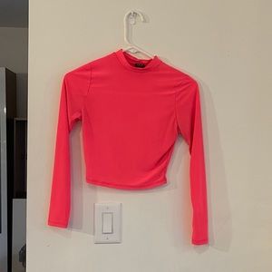 Hot Pink Long Sleeve Cropped Top